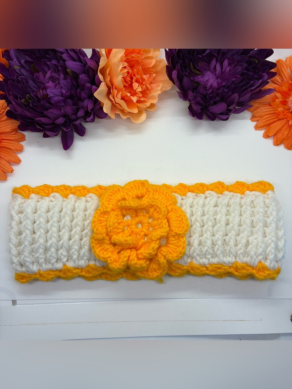 HANDMADE KNIT FLORAL HEADBAND